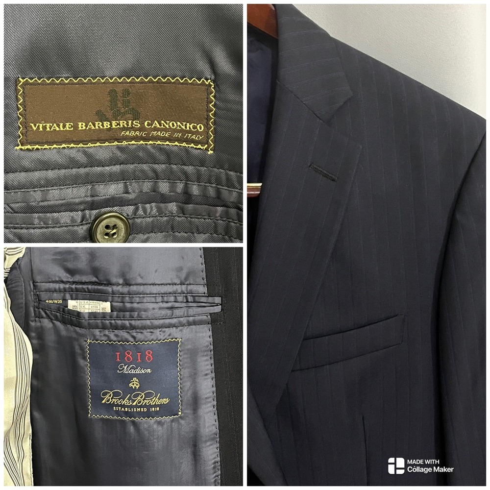 Brooks Brothers 1818 Madison‎ 41R Vitale Barberis Canonico Navy Pinstripe Blazer
